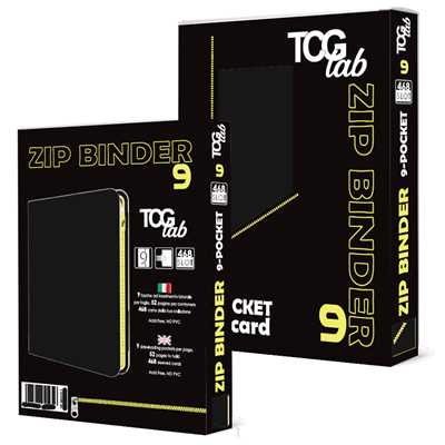 TcgLab 9-Pocket Trading card binder with zipper - 468 nero - zip gialla